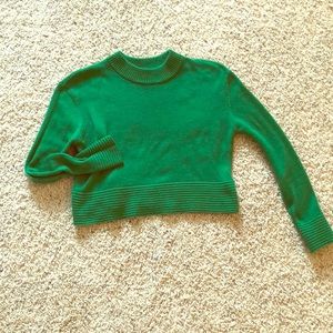 green cropped knit sweater